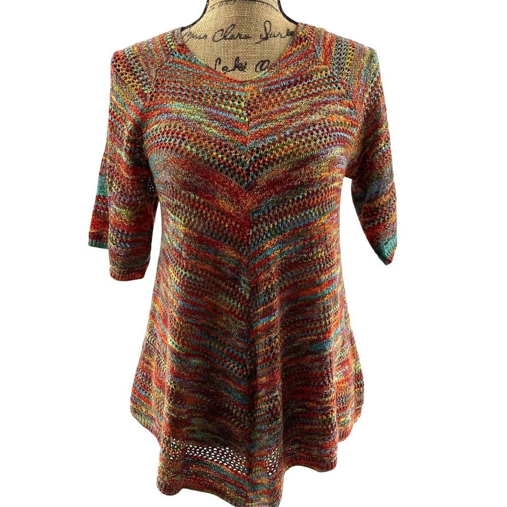 Faded Glory Crocheted Mutli color sheer top Size Small